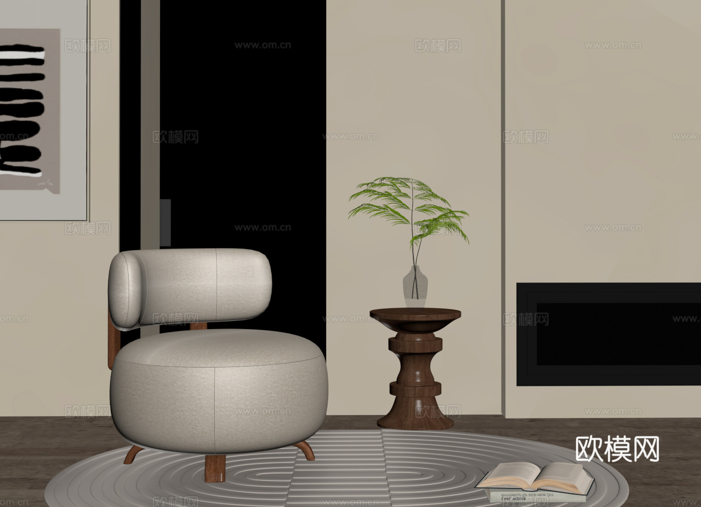 中古休闲椅 单人沙发 沙发椅su模型