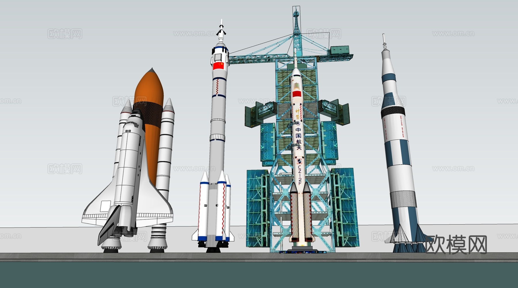 现代航空火箭 航天飞机 神州飞船su模型
