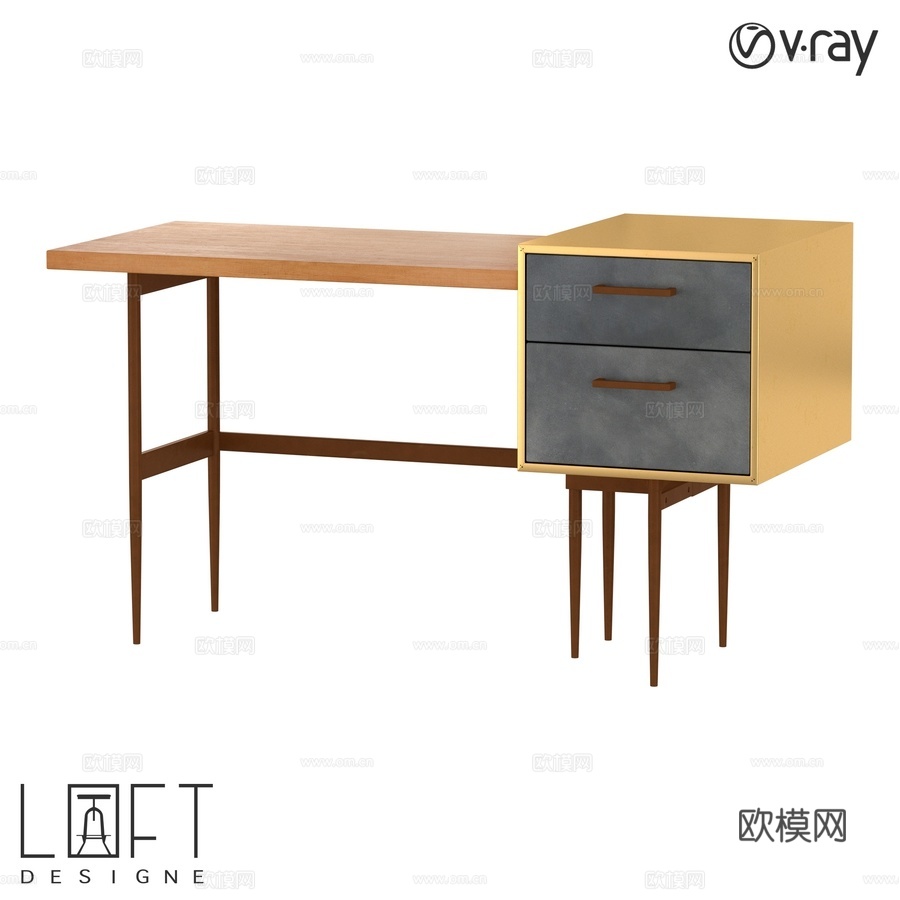 LoftDesigne 6704型号办公桌3d模型下载