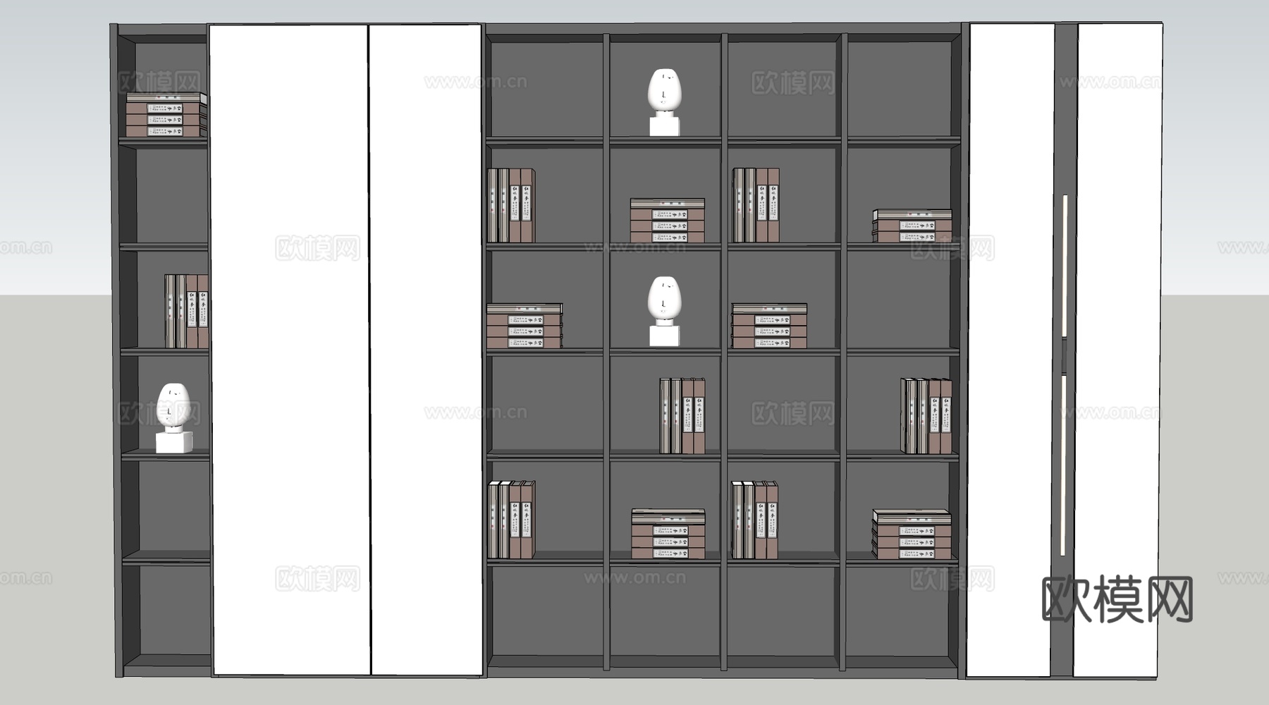 现代书柜 壁柜 装饰柜 办公室文件柜 储物柜su模型