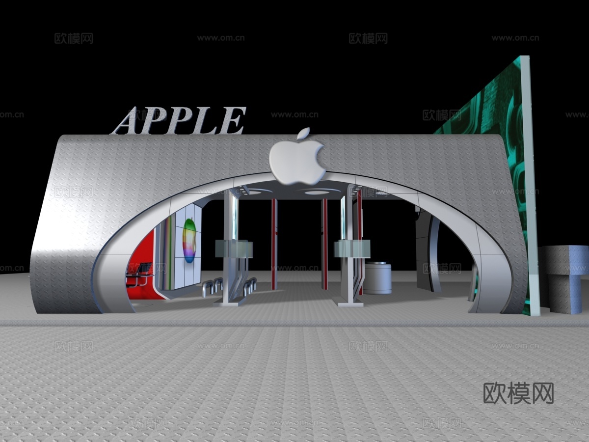 60平手机电脑展览展台 最新施工图 3d模型 效果图合集cad施工图下载（渲染图2）