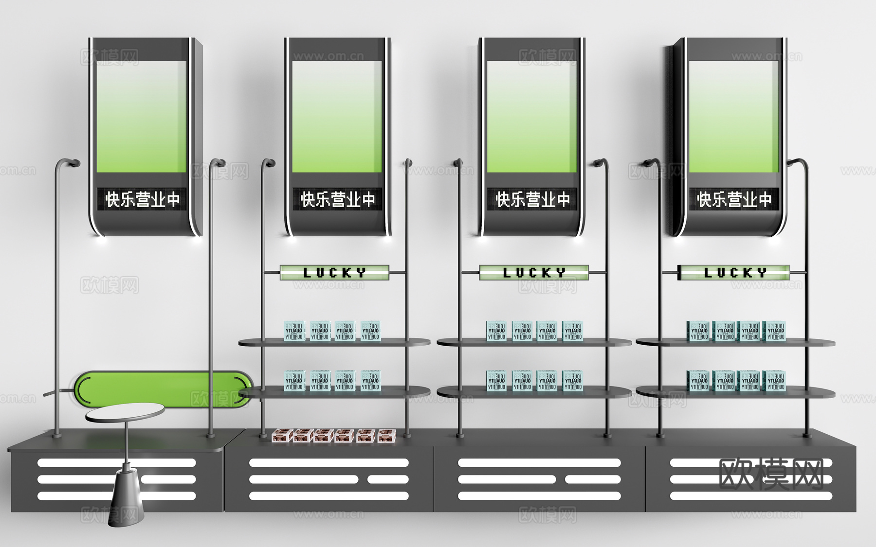 现代甜品店货架 蛋糕货架 铁艺货架su模型