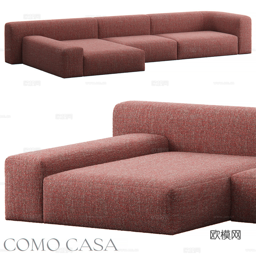 科莫卡萨迪马罗沙发配脚凳3d模型下载
