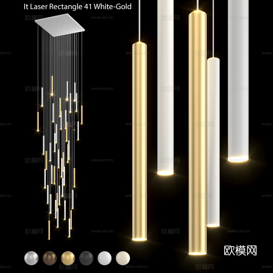 吊灯 IT-Laser-矩形-41-白金色3d模型3d模型下载