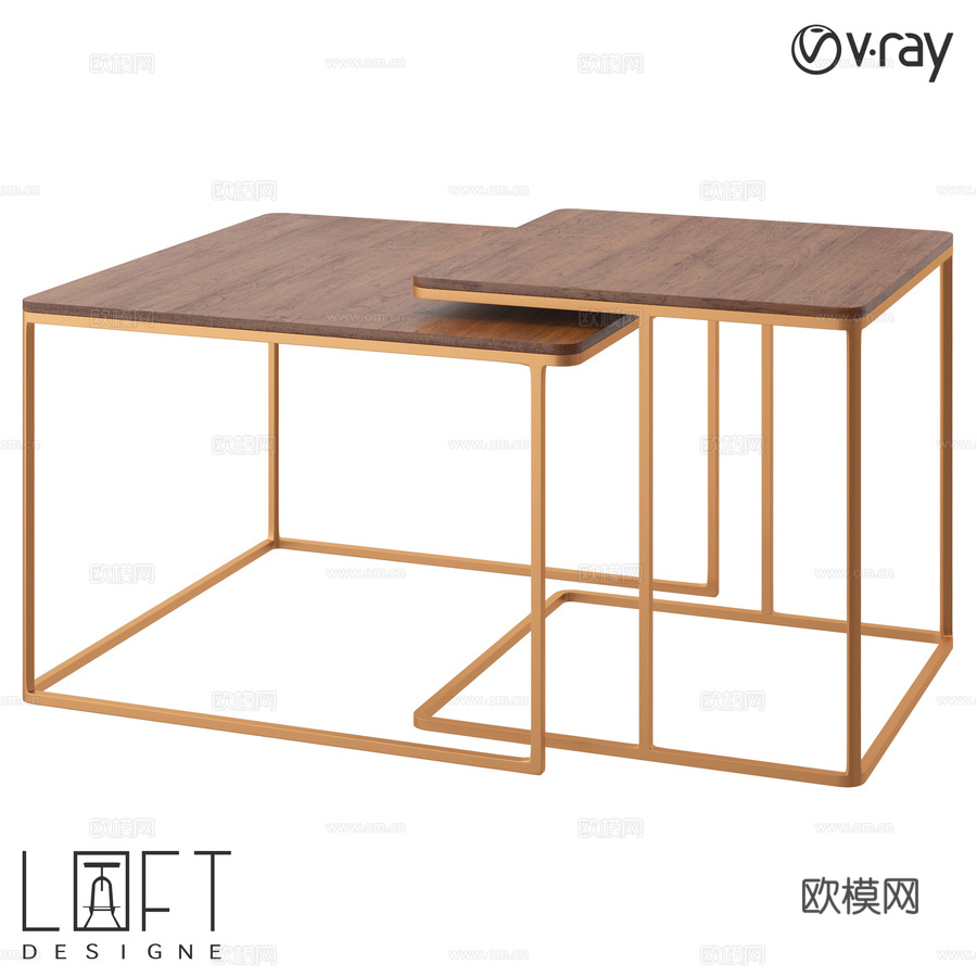 LoftDesigne 61702款咖啡桌套装3d模型下载