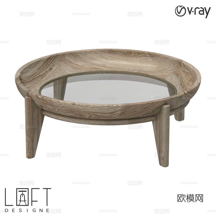 LoftDesigne 60963型号咖啡桌3d模型下载