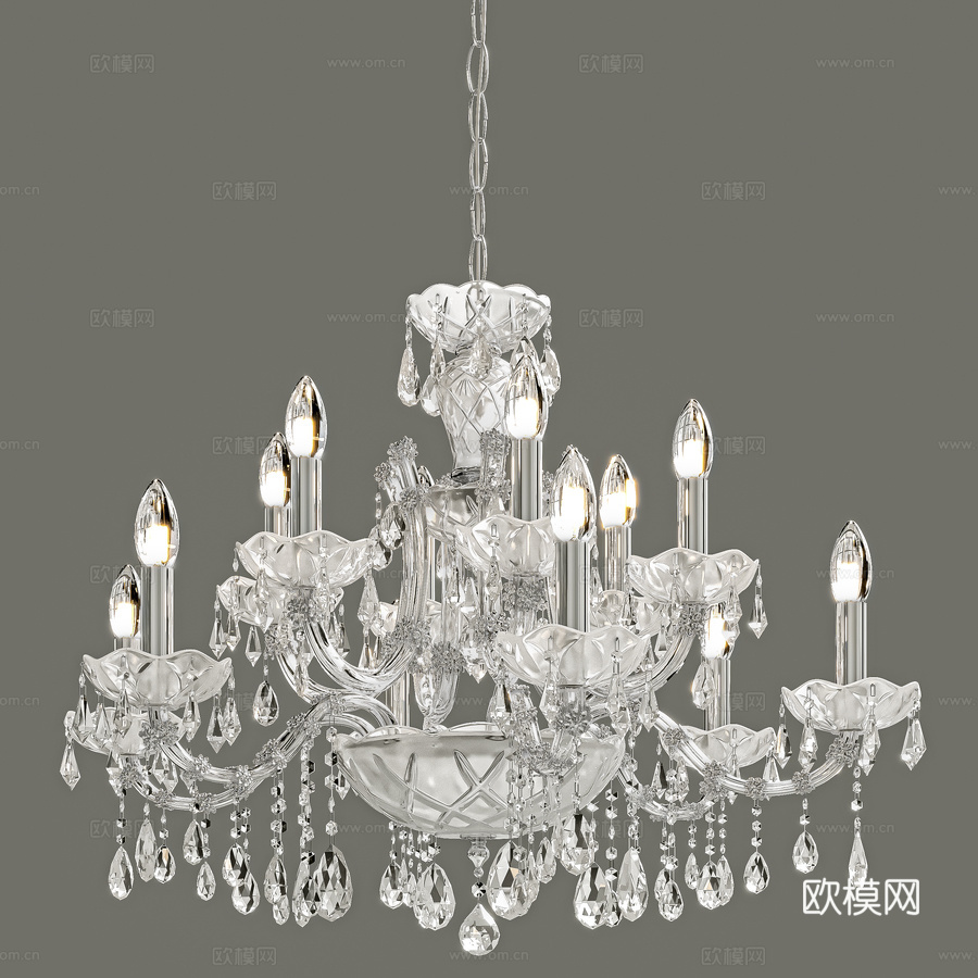 OM水晶豪华吊灯BLANCA re SP123d模型下载