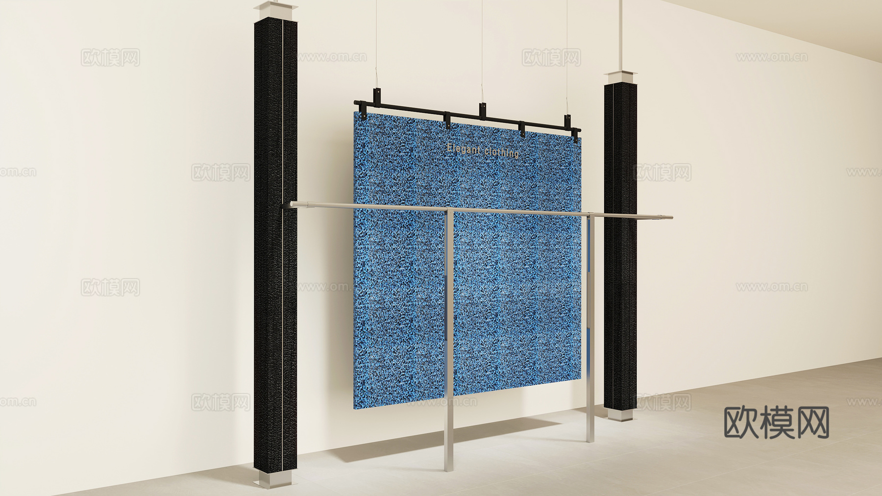 服装店货架吊挂架3d模型下载（渲染图2）