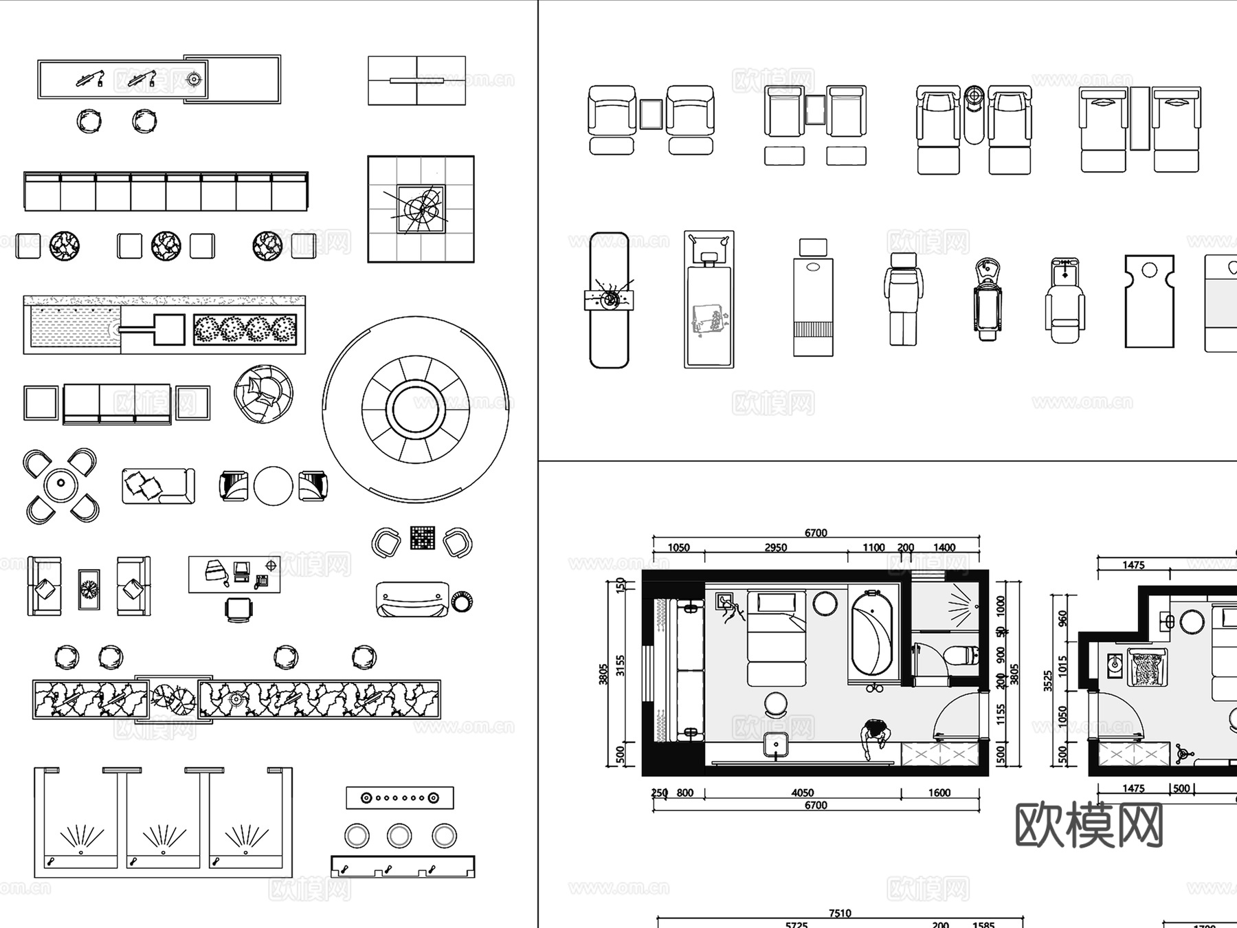 洗浴 足疗 SPA会所  包房包厢布置图 CAD图库cad施工图cad施工图