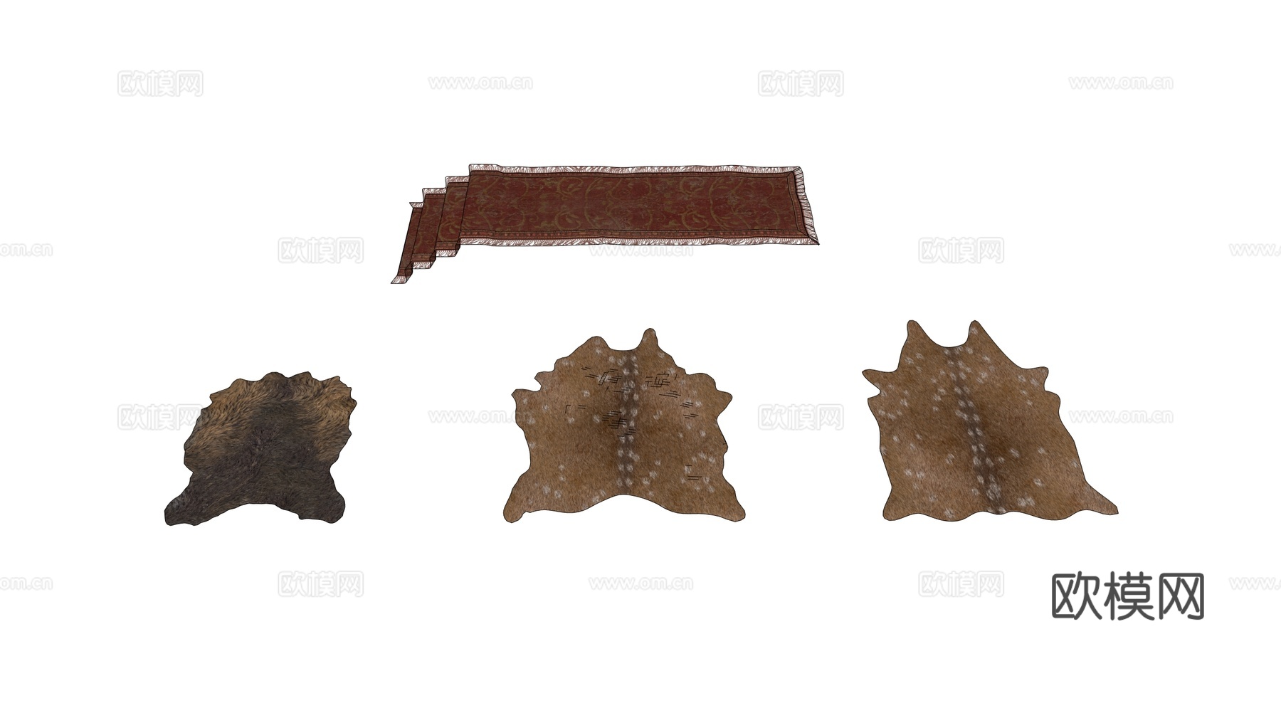 中世纪地毯 兽皮 复古地毯 欧式地毯su模型