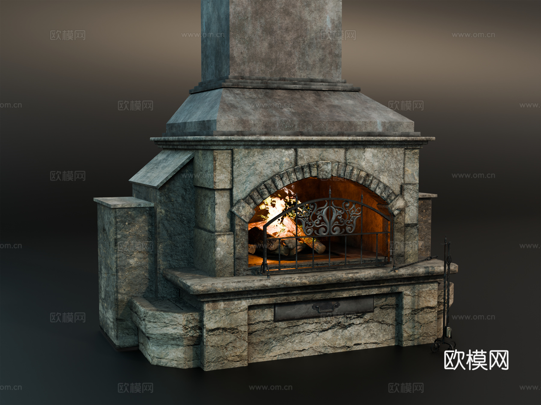 中世纪壁炉 复古壁炉 石头壁炉 欧式壁炉su模型