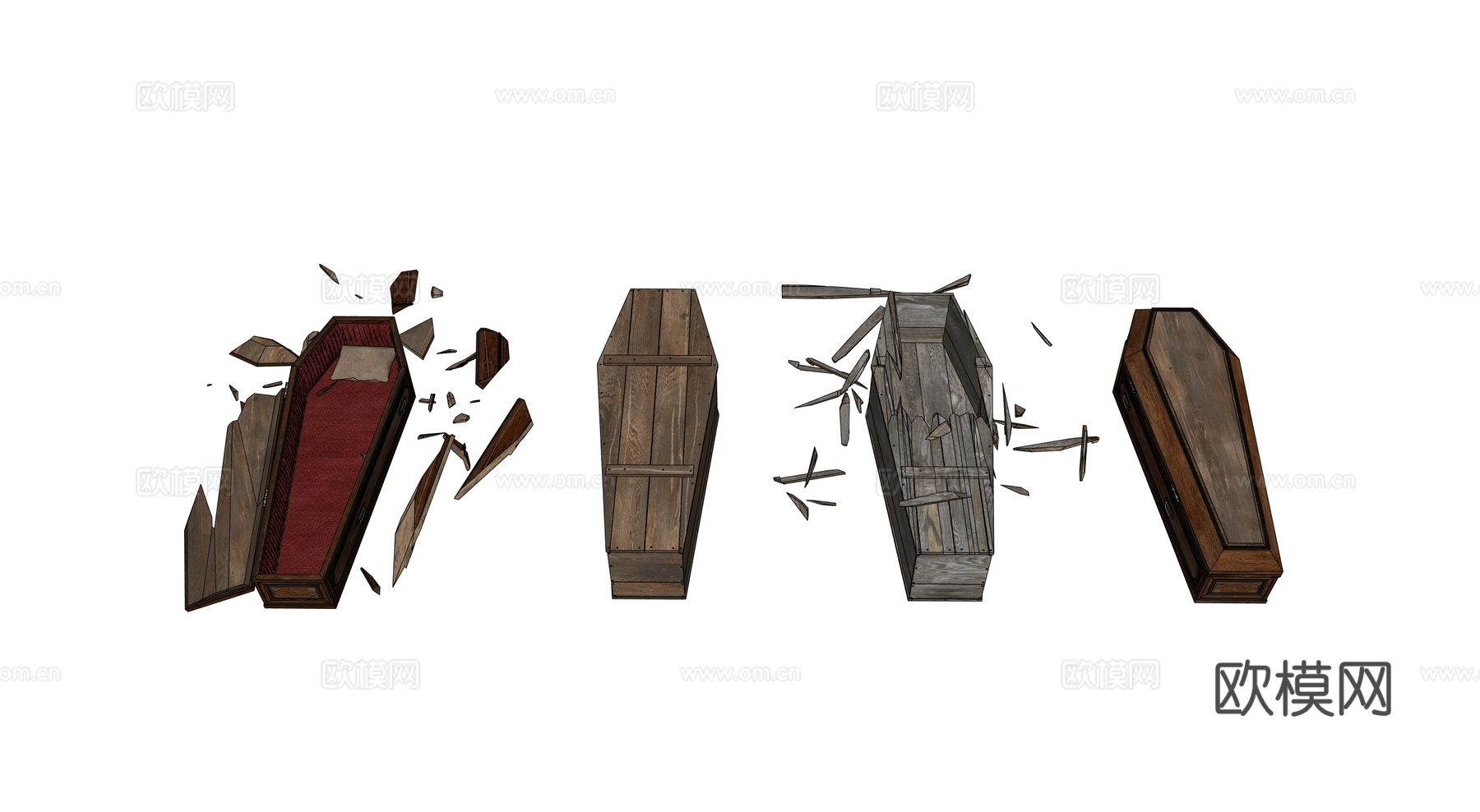 中世纪木棺 欧式木棺 复古木棺su模型