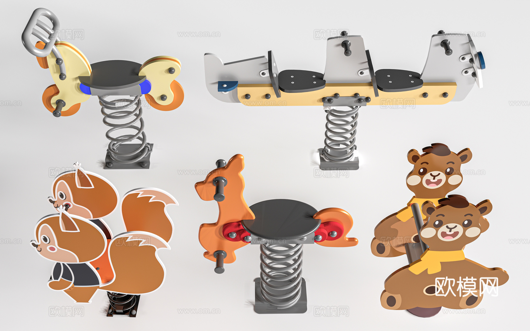 现代跷跷板 摇摇乐 儿童游乐器材 摇摇马su模型下载（渲染图1）