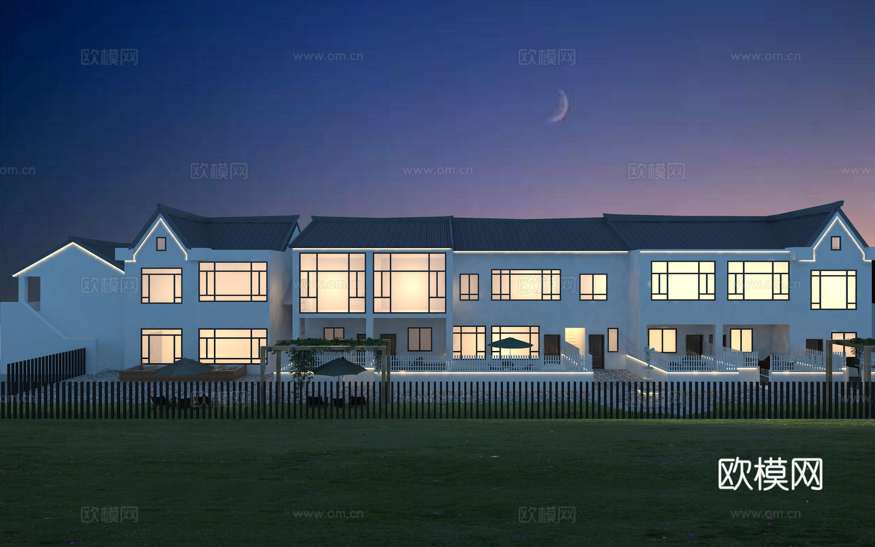 徽派建筑 民宿3d模型下载（渲染图1）