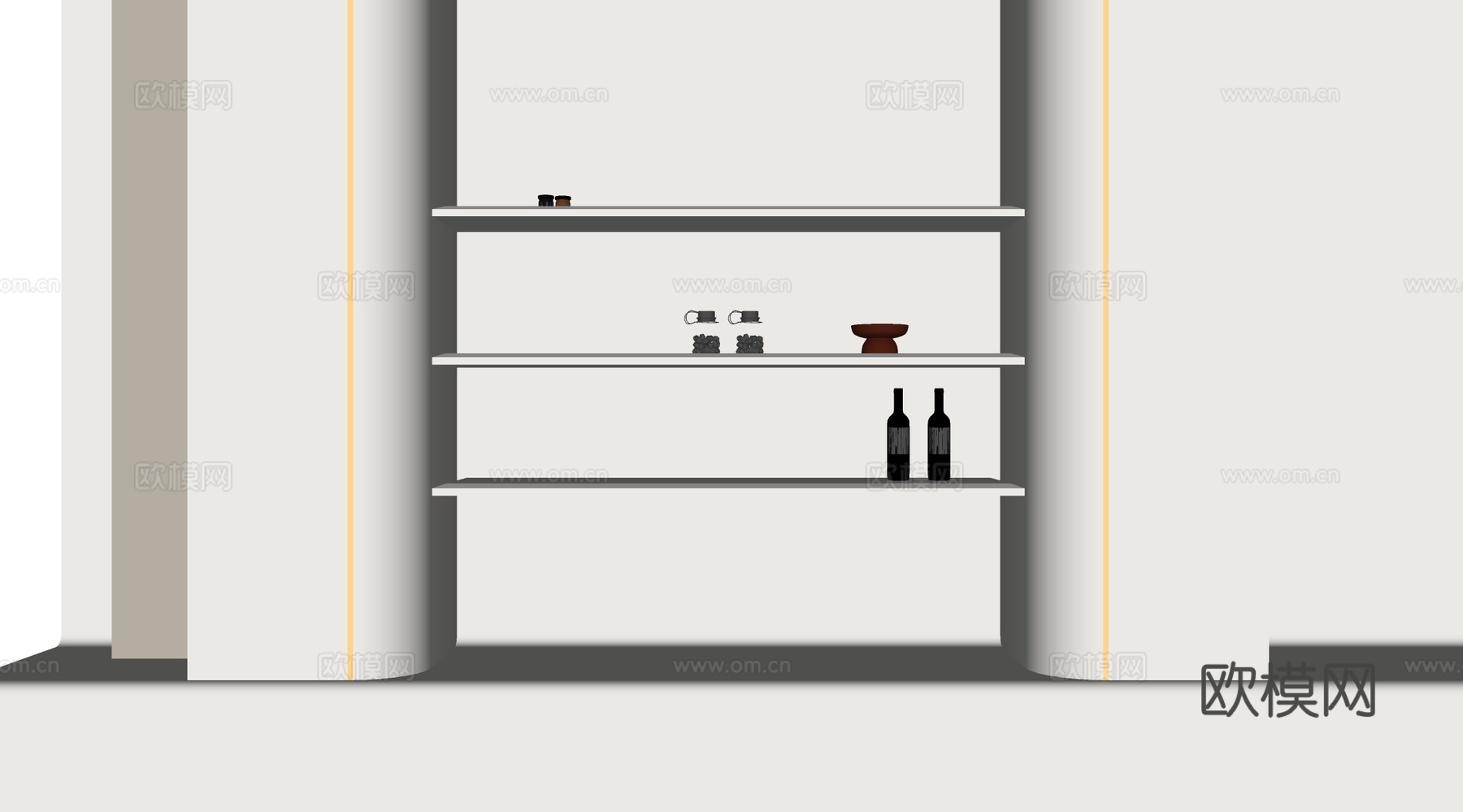 现代置物架 书架 书籍 摆件组合su模型