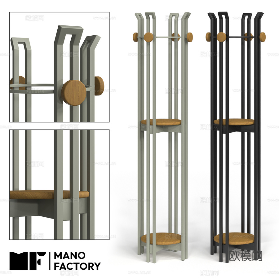 (OM) 曼诺出品 DORIAN 带层架立式衣帽架3d模型3d模型下载