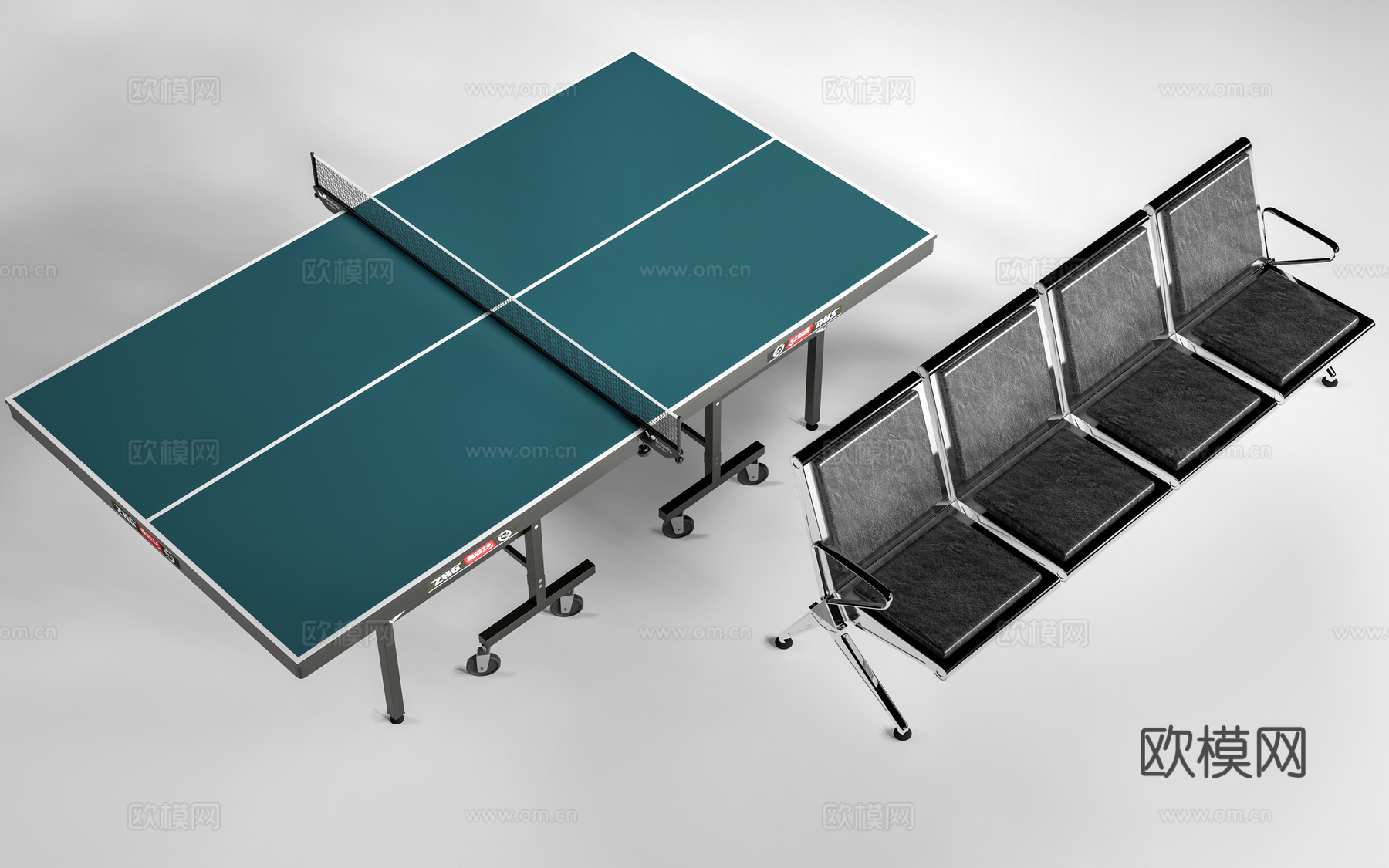 现代乒乓球桌 乒乓球台su模型