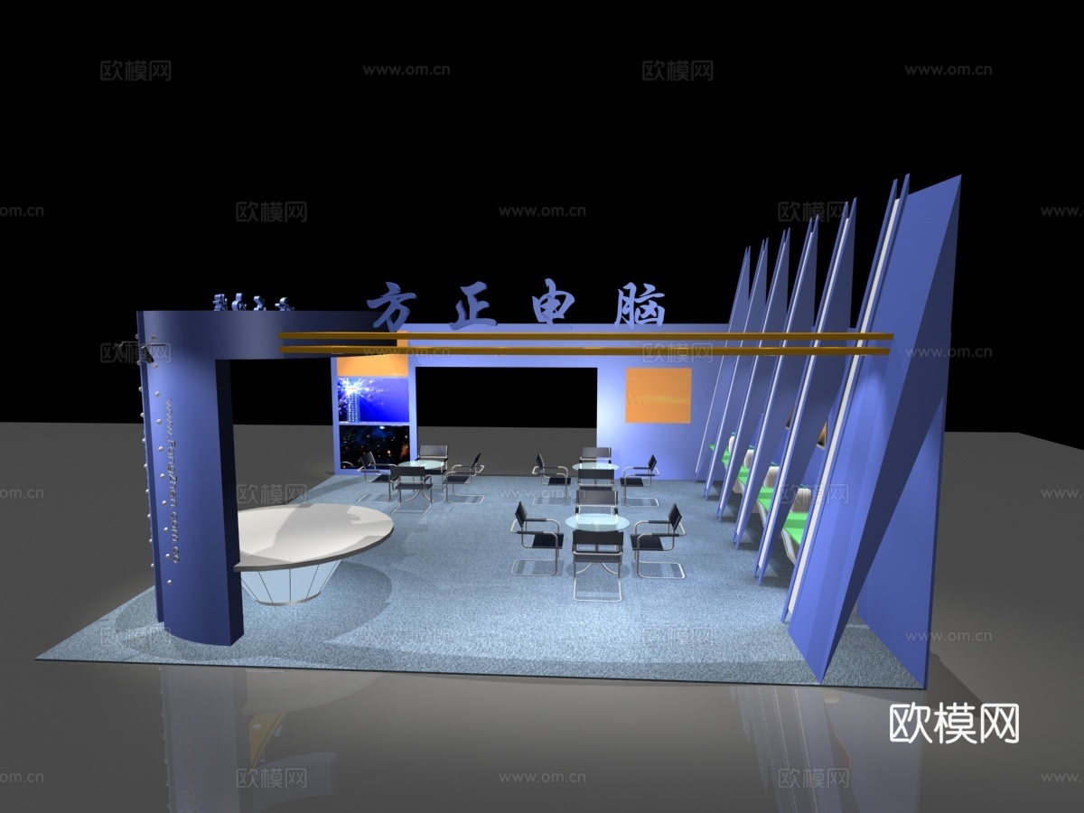 80平手机电脑展览展台 最新施工图 3d模型 效果图合集cad施工图下载（渲染图5）