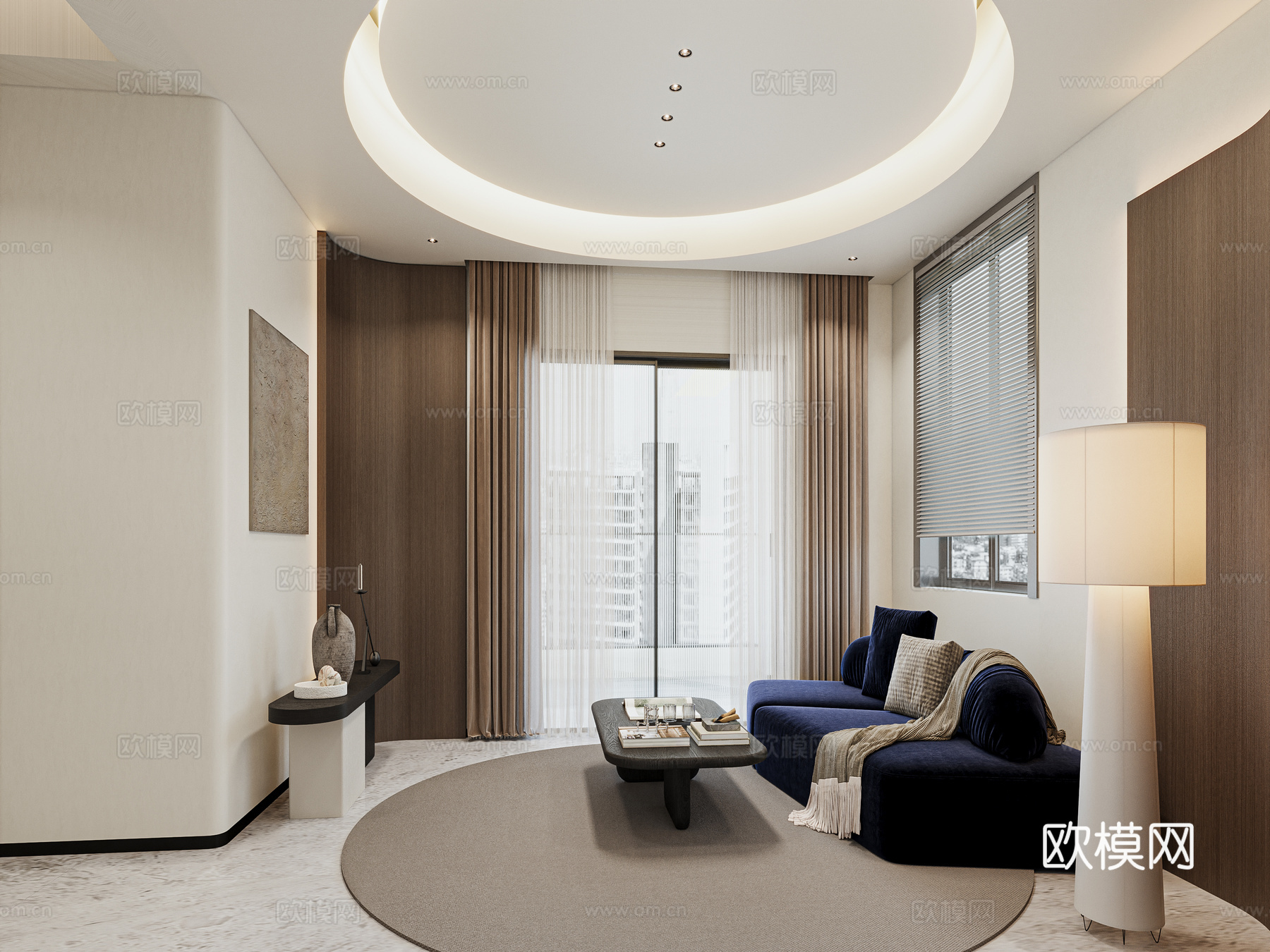 现代意式客厅 3D组合模型3d模型下载（渲染图5）