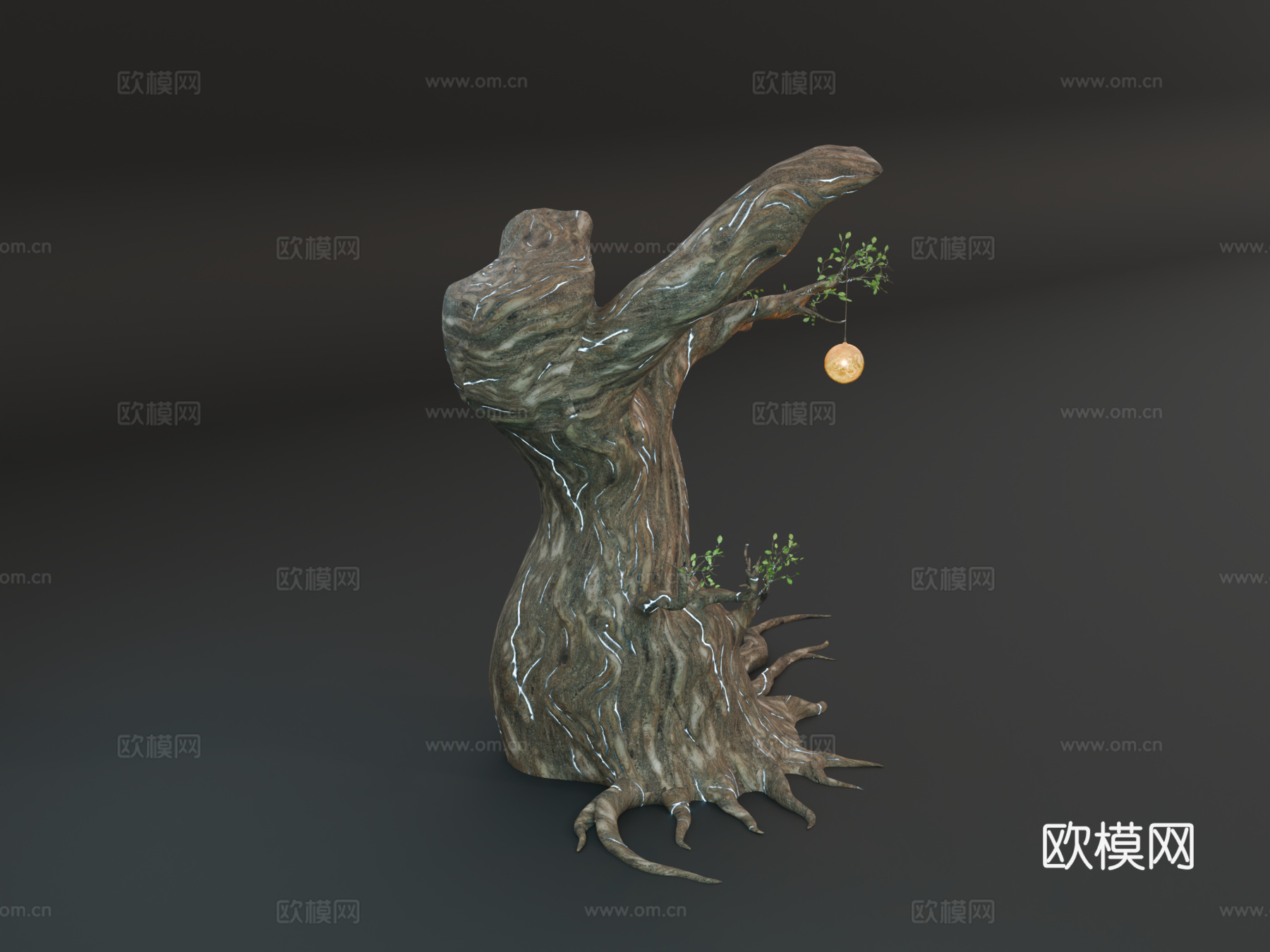 枯树 大树 树根 树灯 魔法树su模型下载（渲染图2）