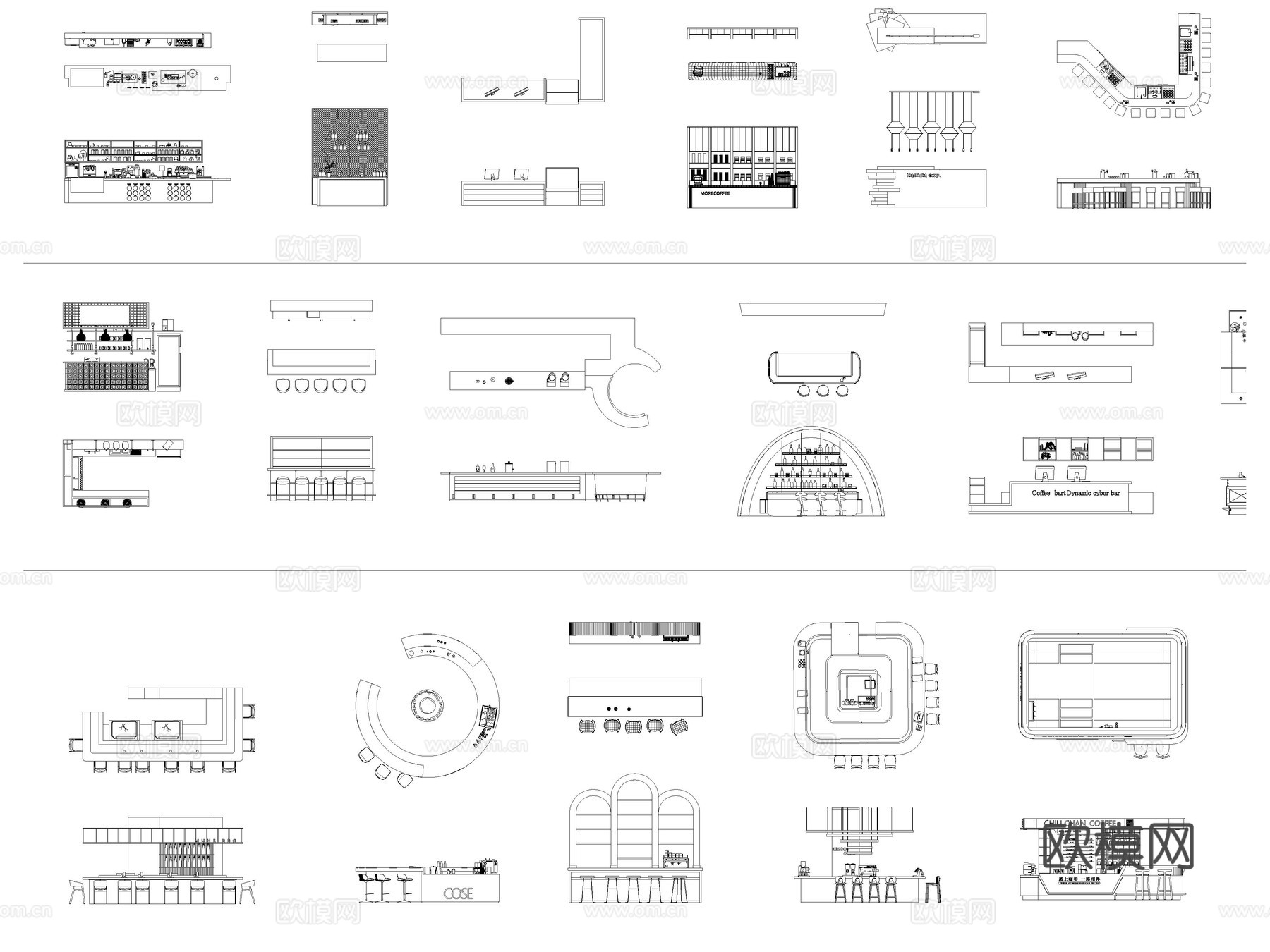 2026年最新吧台服务台水吧台CAD图库cad施工图