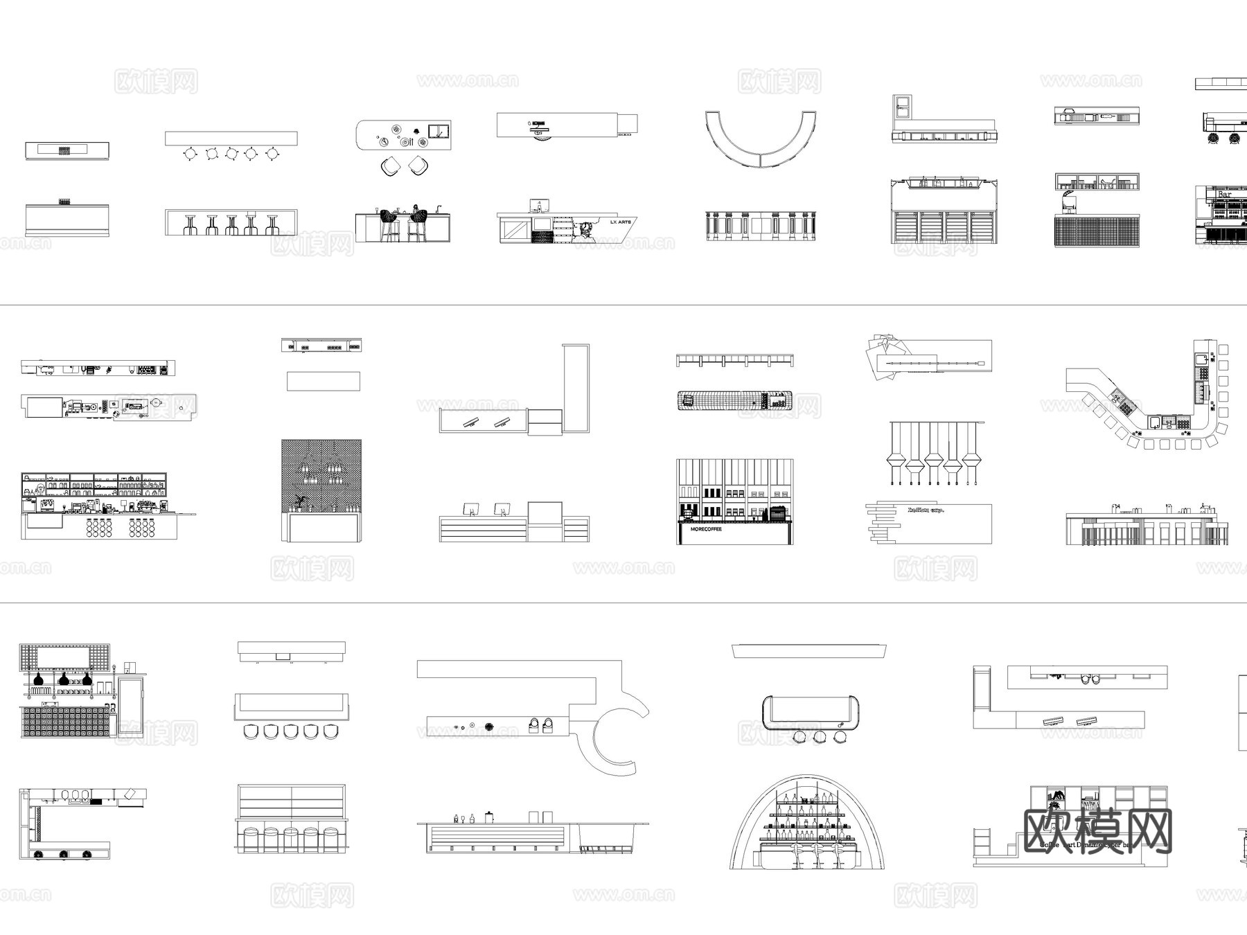 2026年最新吧台服务台水吧台CAD图库cad施工图