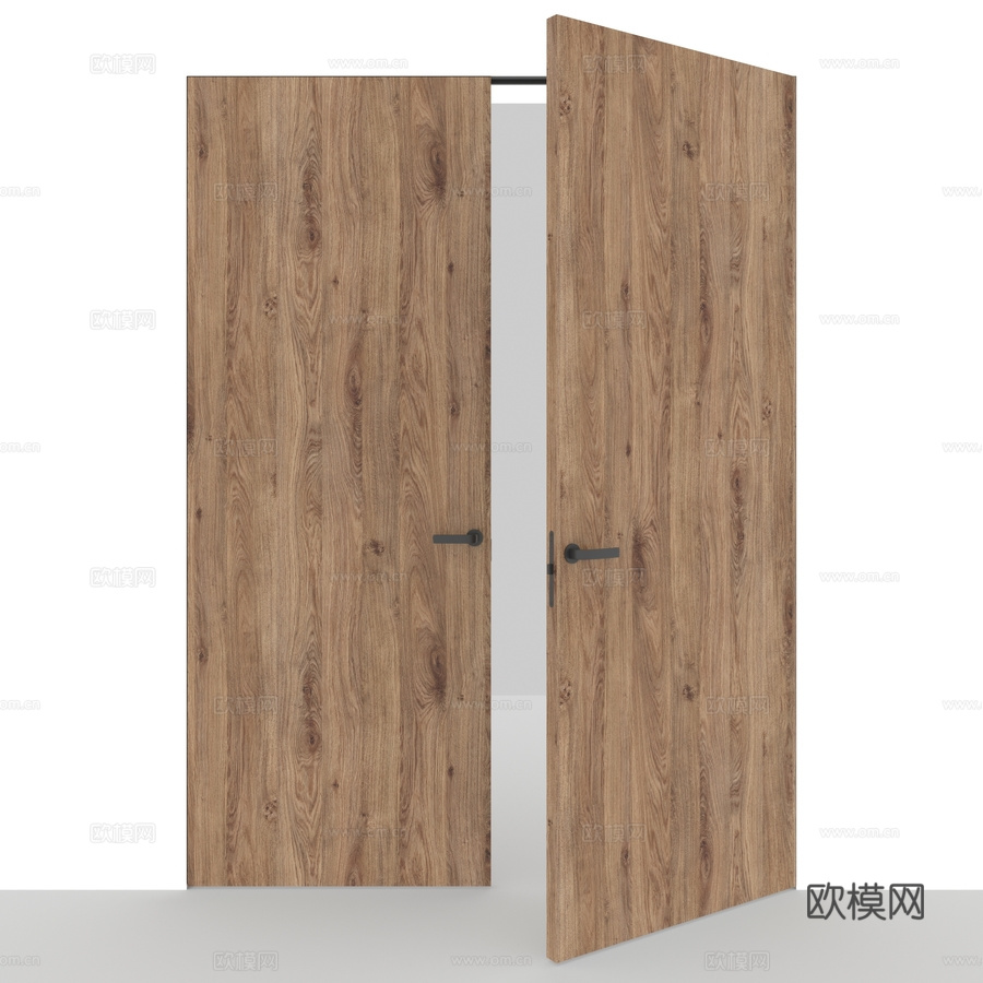 OM双门隐形门木质贴面3d模型下载
