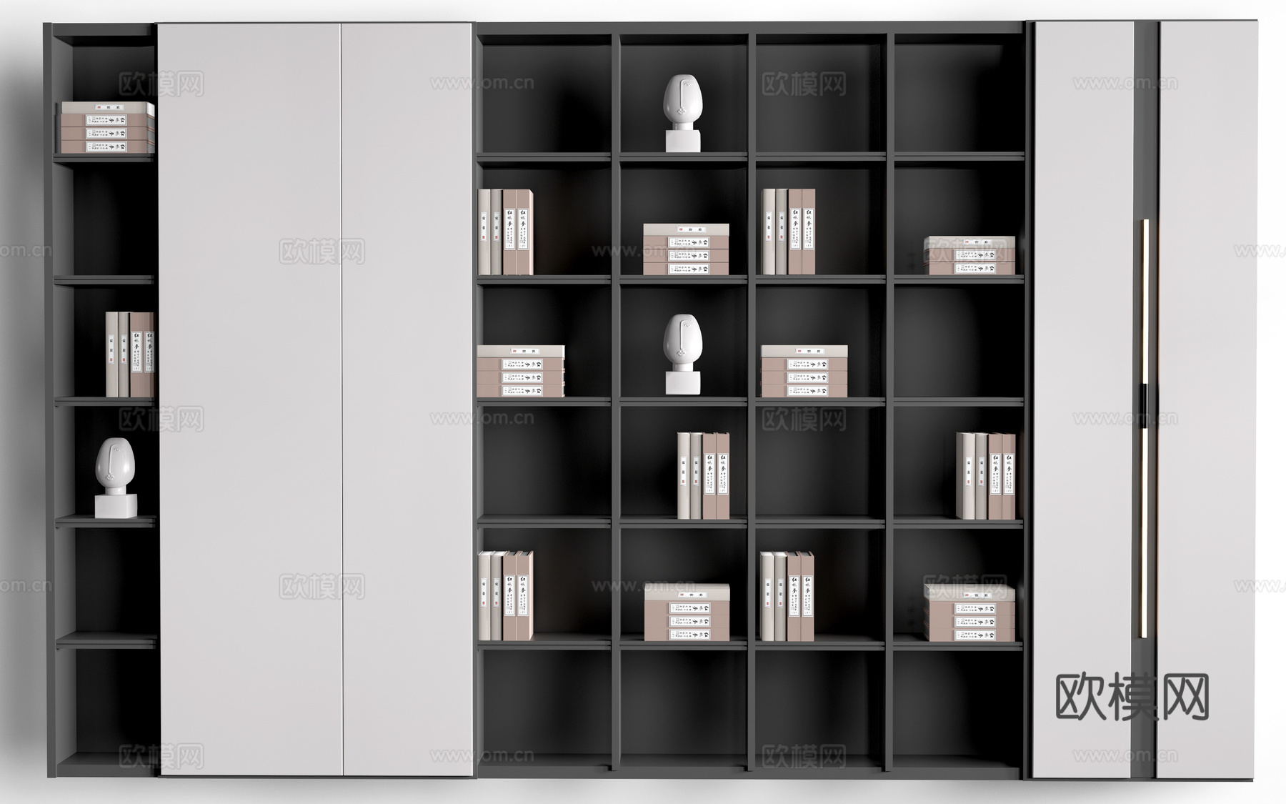 现代书柜 壁柜 装饰柜 办公室文件柜 储物柜su模型