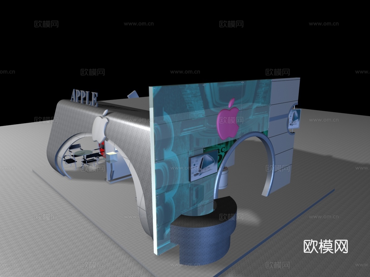 60平手机电脑展览展台 最新施工图 3d模型 效果图合集cad施工图下载（渲染图4）