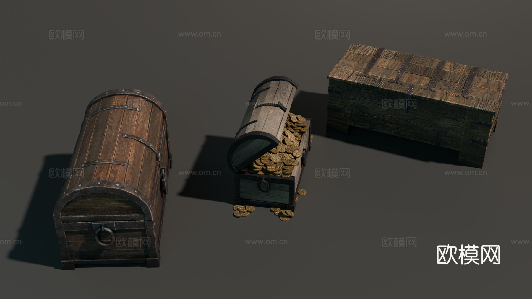 木箱 宝藏 中世纪宝箱 货箱su模型