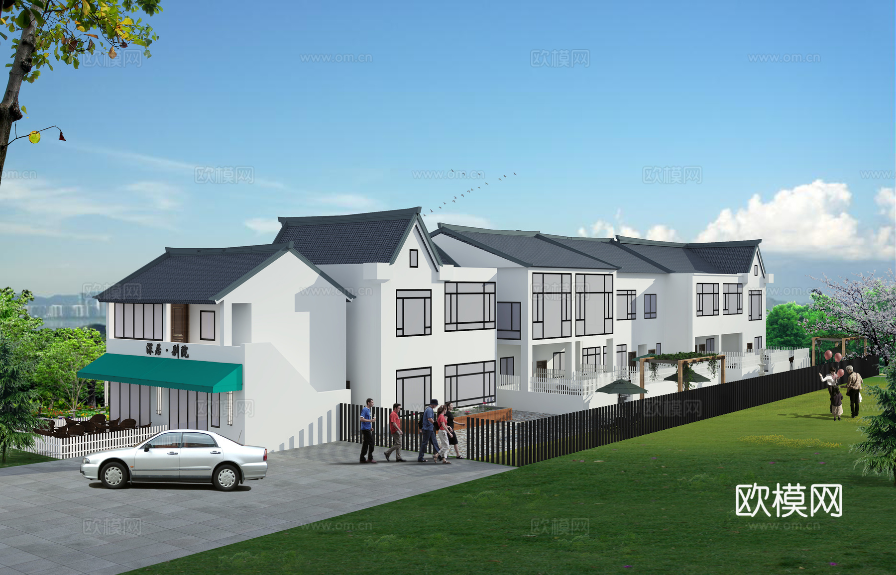 徽派建筑 民宿3d模型下载（渲染图4）