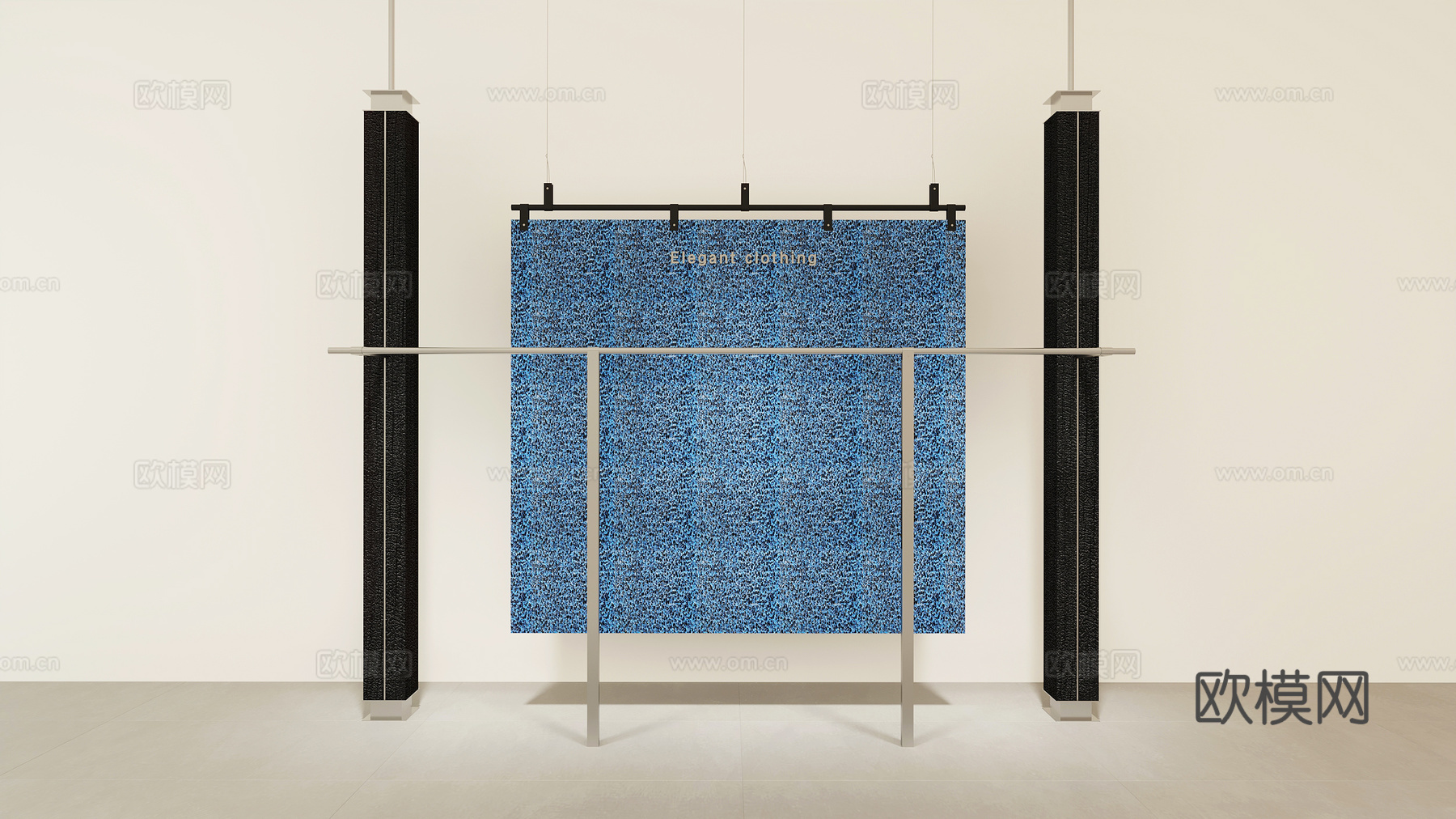 服装店货架吊挂架3d模型下载（渲染图1）
