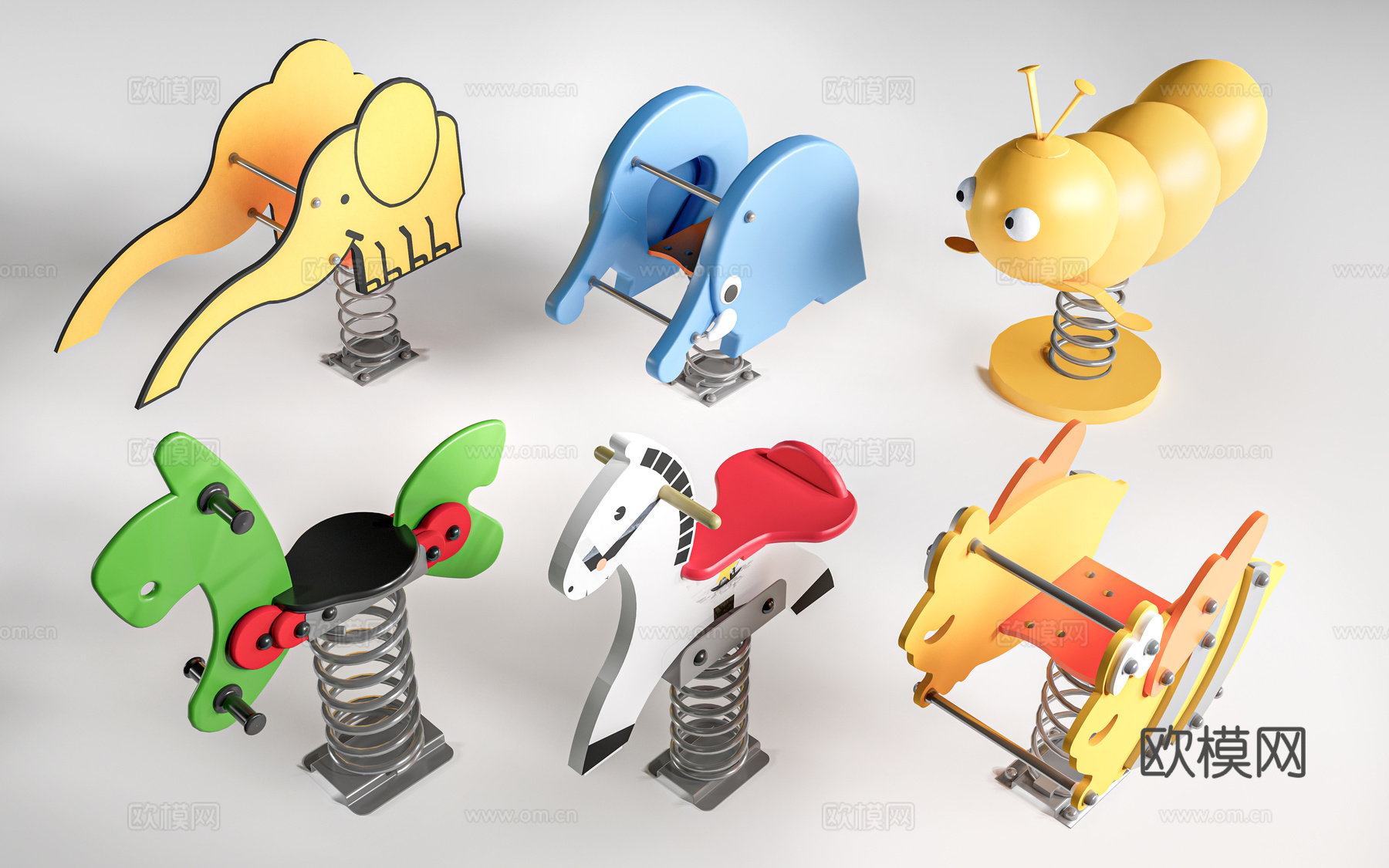 现代跷跷板 摇摇乐 儿童游乐器材 摇摇马su模型