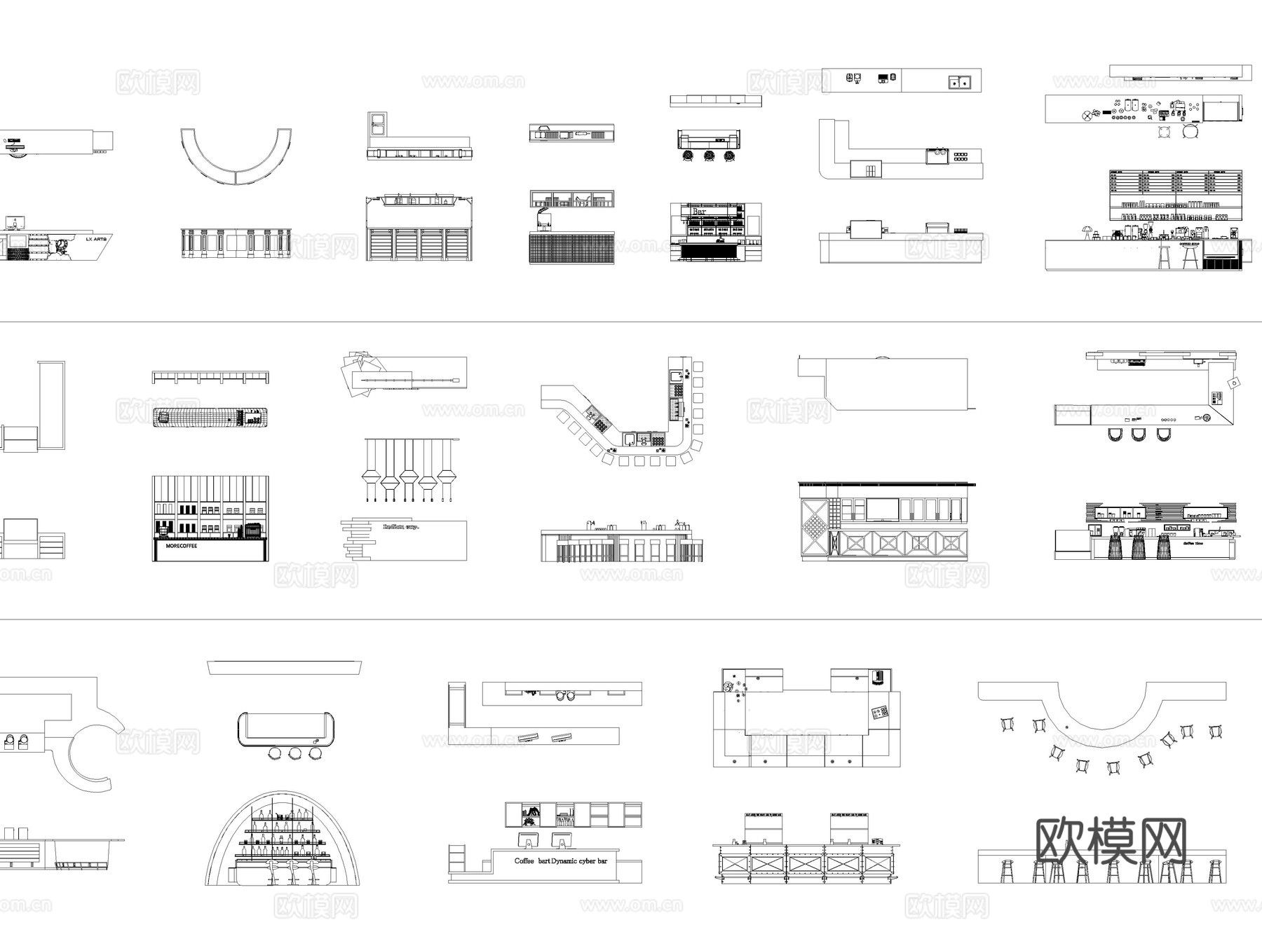 2026年最新吧台服务台水吧台CAD图库cad施工图