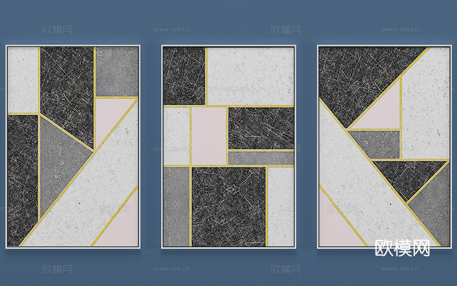 现代装饰画 壁画 挂画3d模型下载（渲染图2）
