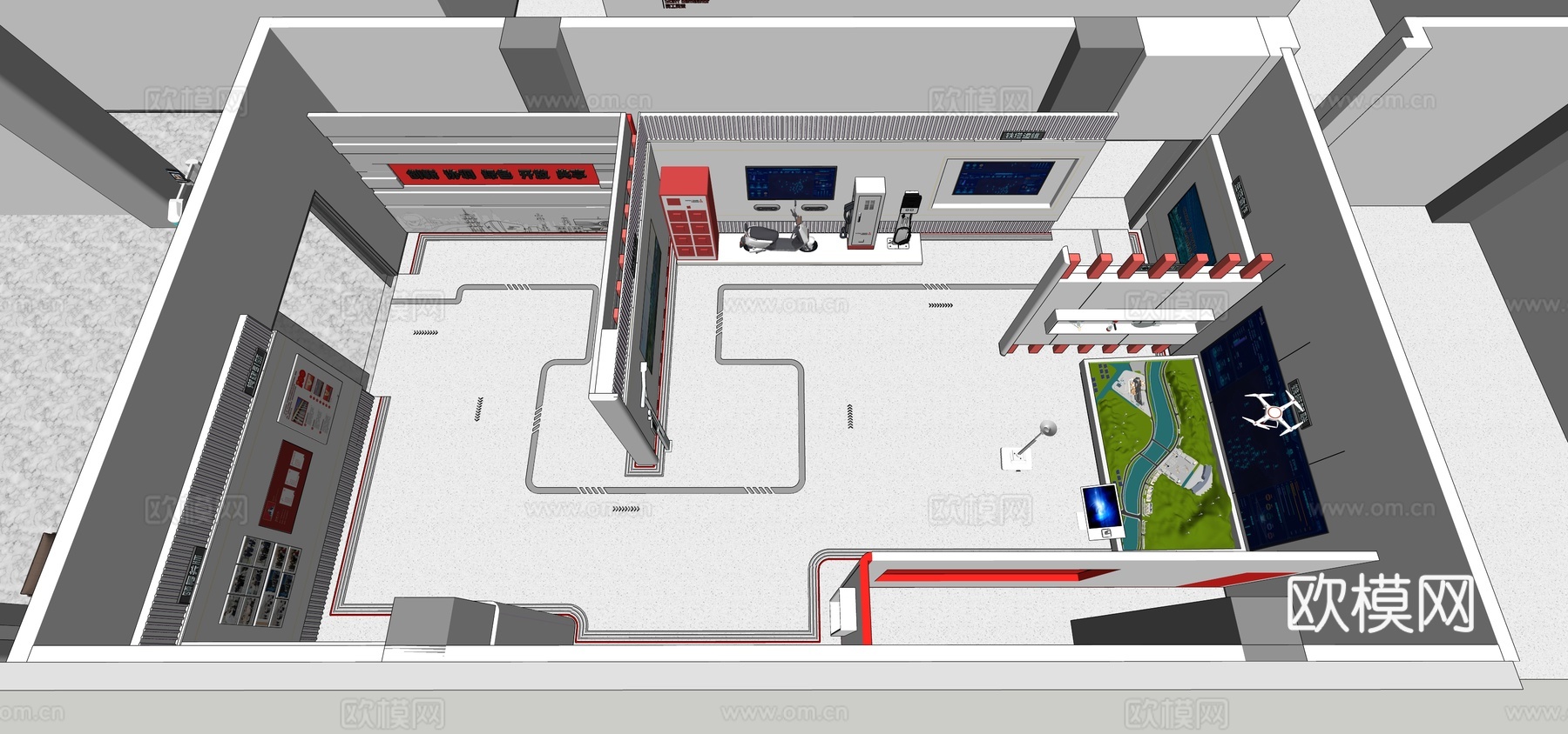 现代企业展厅su模型