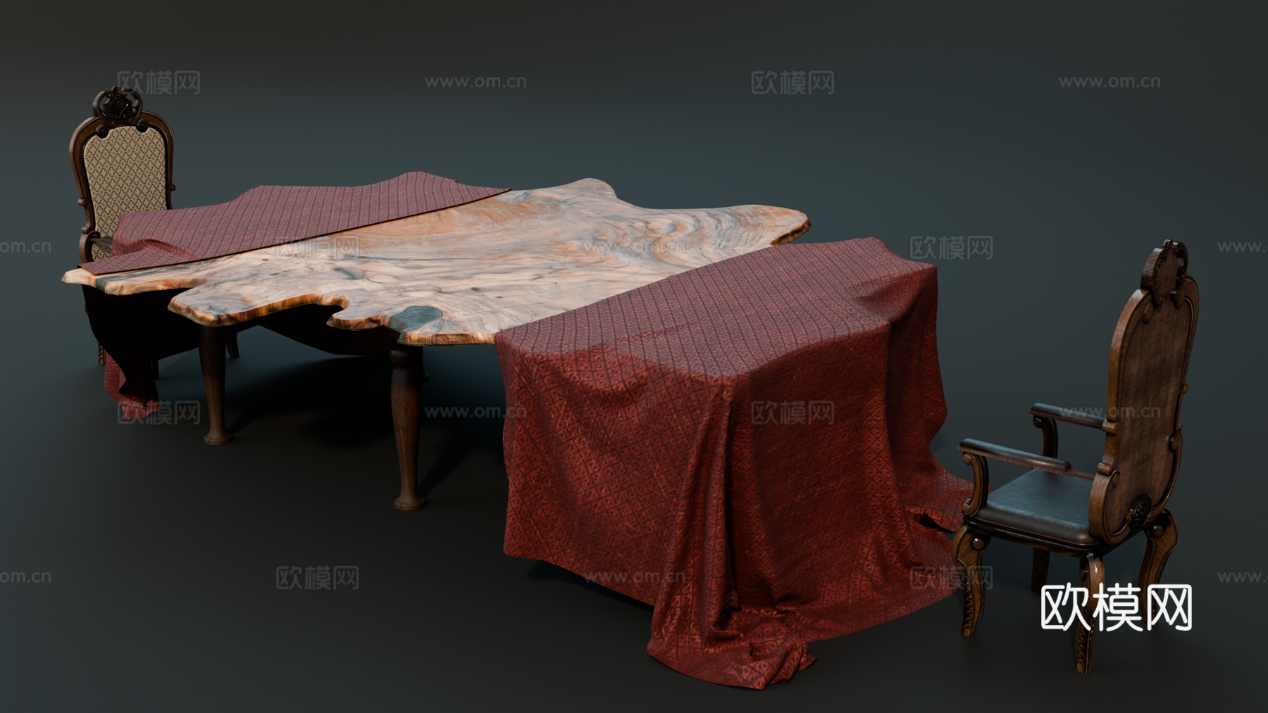 中世纪餐桌 异形餐桌 欧式餐桌 复古餐桌su模型