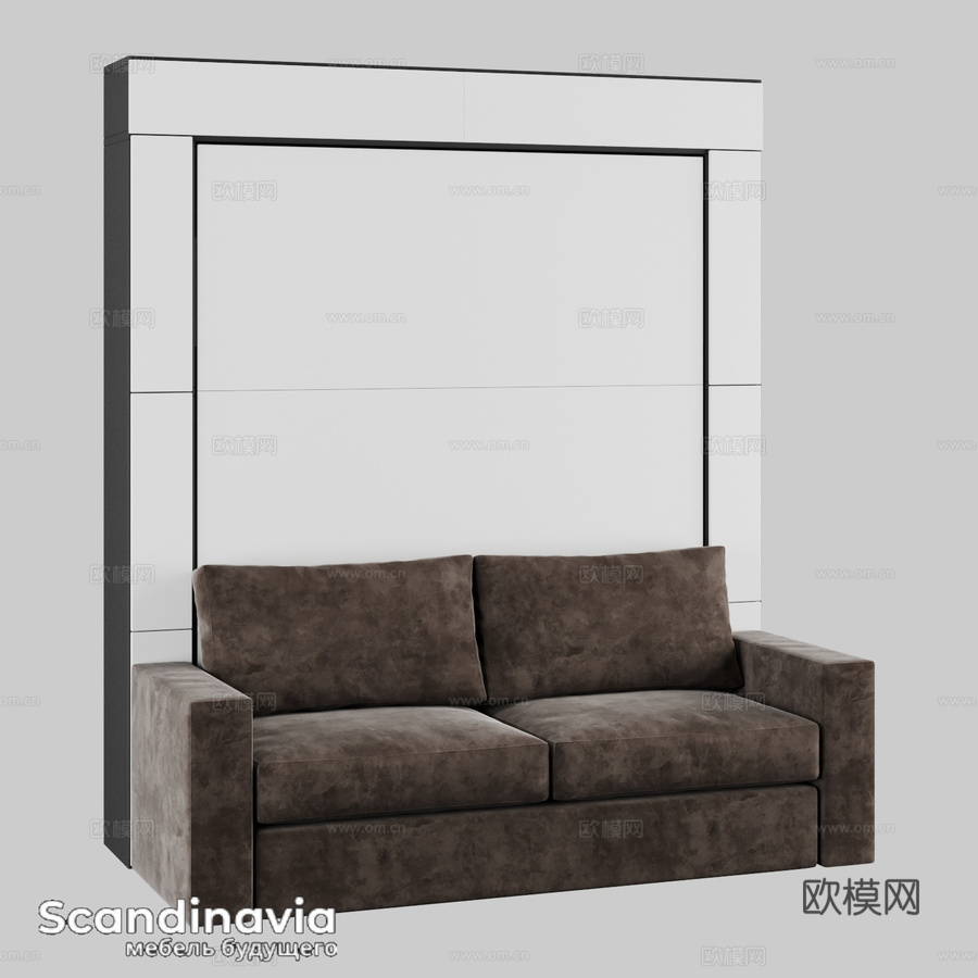 带沙发床的衣柜-斯堪的纳维亚3d模型下载