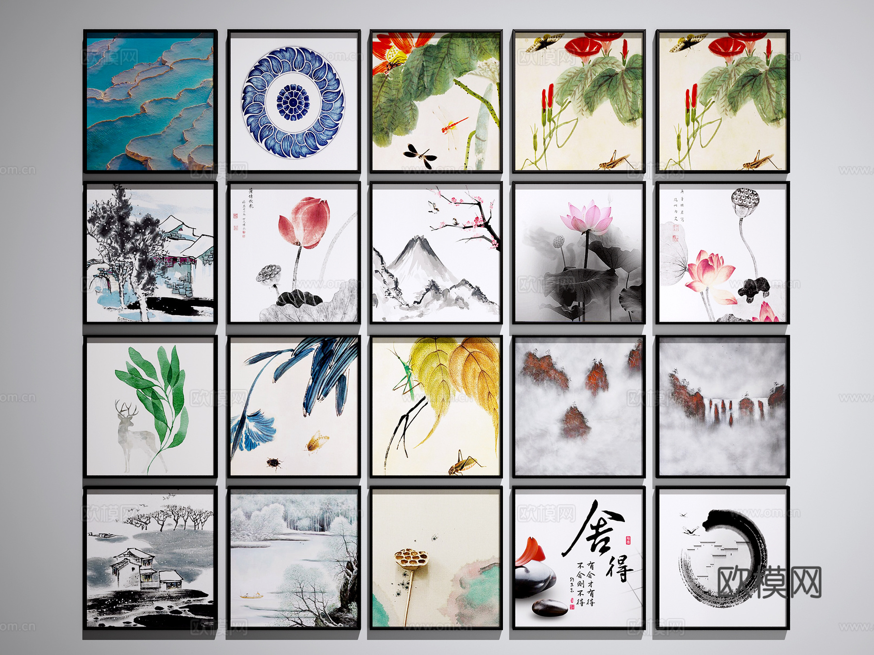 传统中式挂画3d模型下载（渲染图2）