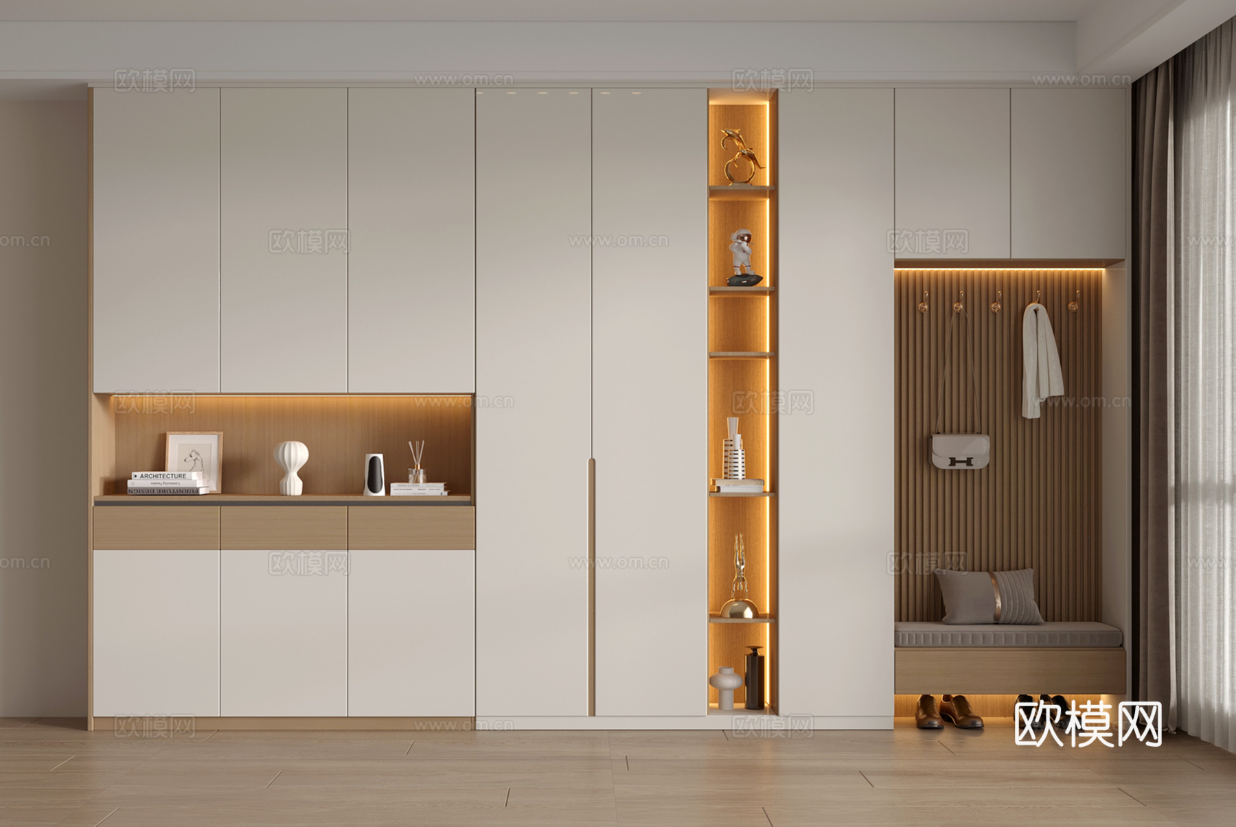 现代鞋柜酒柜一体柜 多功能式柜 装饰酒柜 隔断鞋柜 饰品摆件su模型