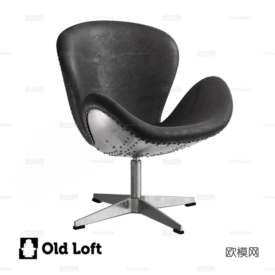 OM 旋转椅 Clover Black Rotates3d模型下载