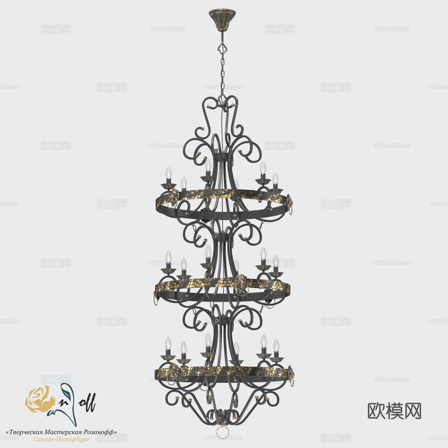 水晶吊灯 Lyon RS121 6+6+63d模型下载