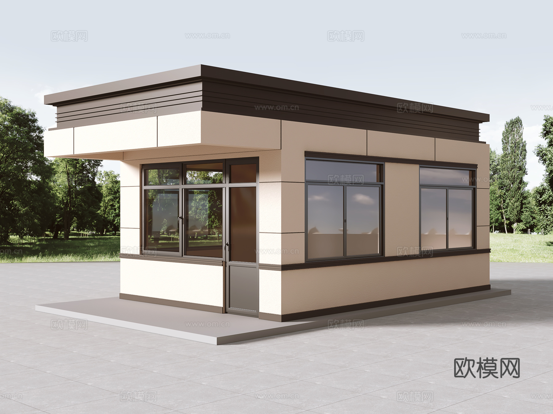 现代岗亭 门卫室 保安室su模型