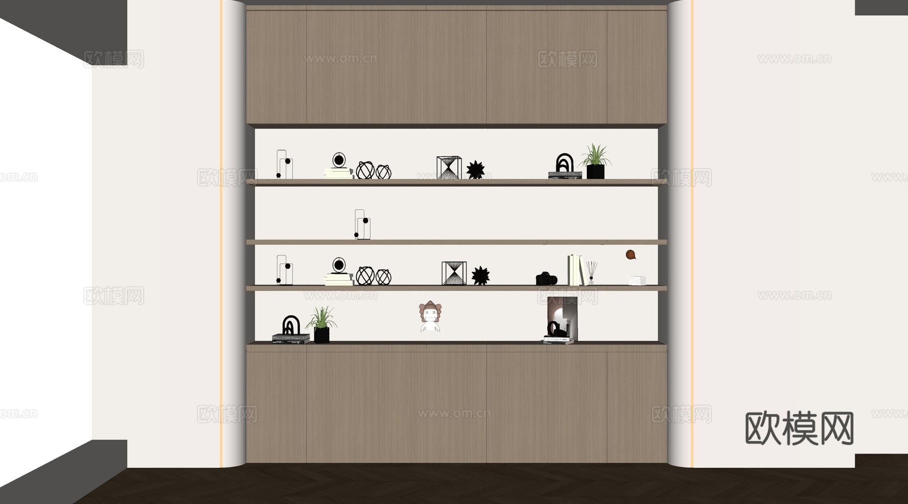 现代书房 现代置物架 书架 书籍 摆件组合su模型