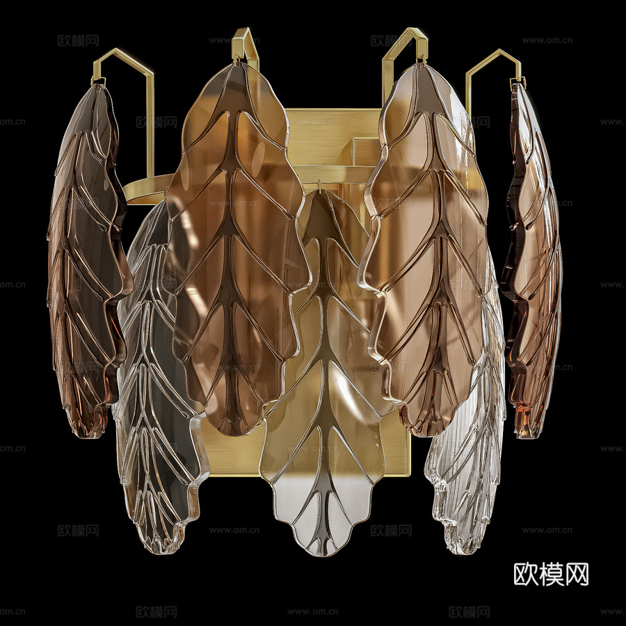 OM壁灯水晶奢华TREVI AP2黄铜铬3d模型下载