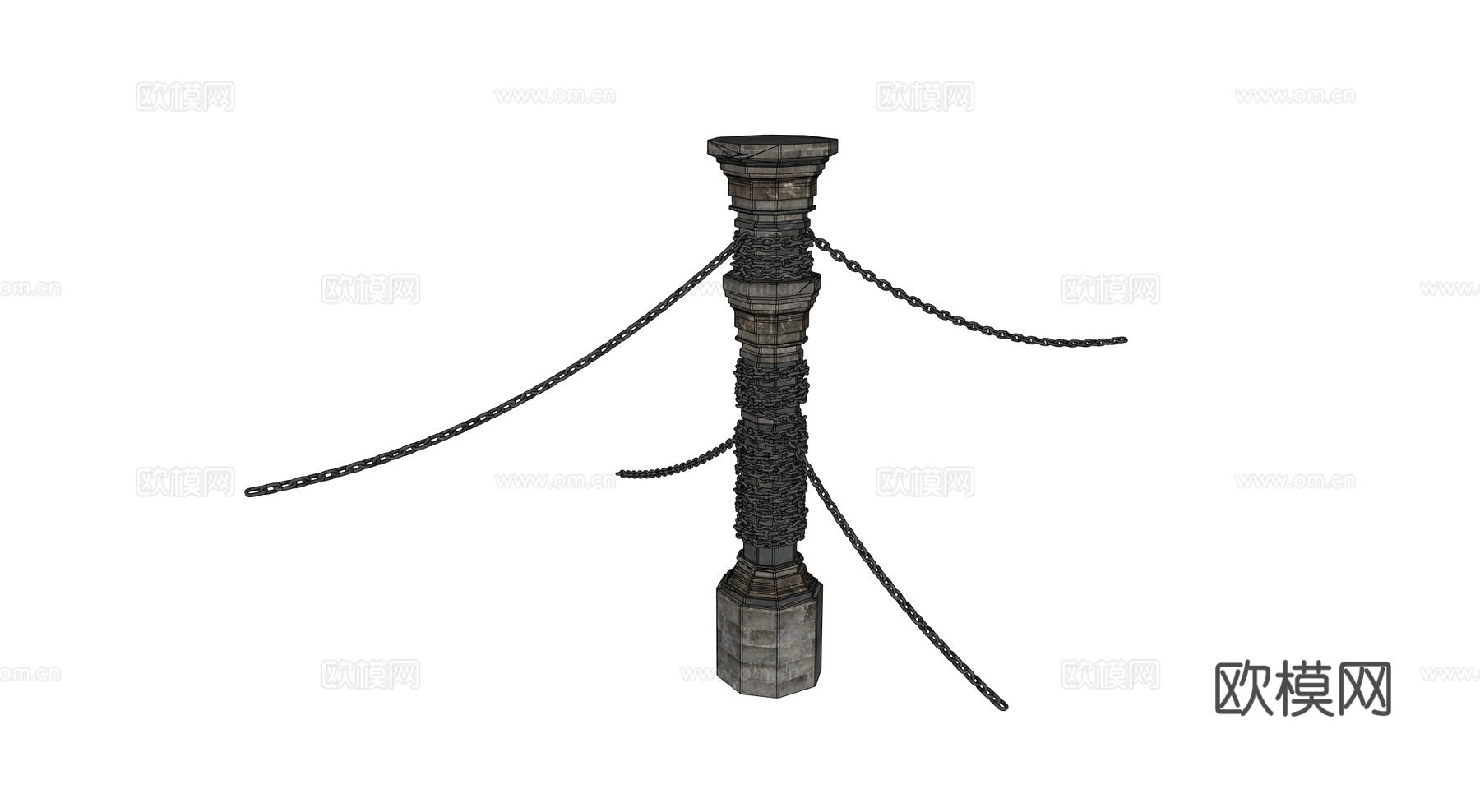 石柱 锁链石柱 欧式石柱 西方石柱 中世纪石柱su模型