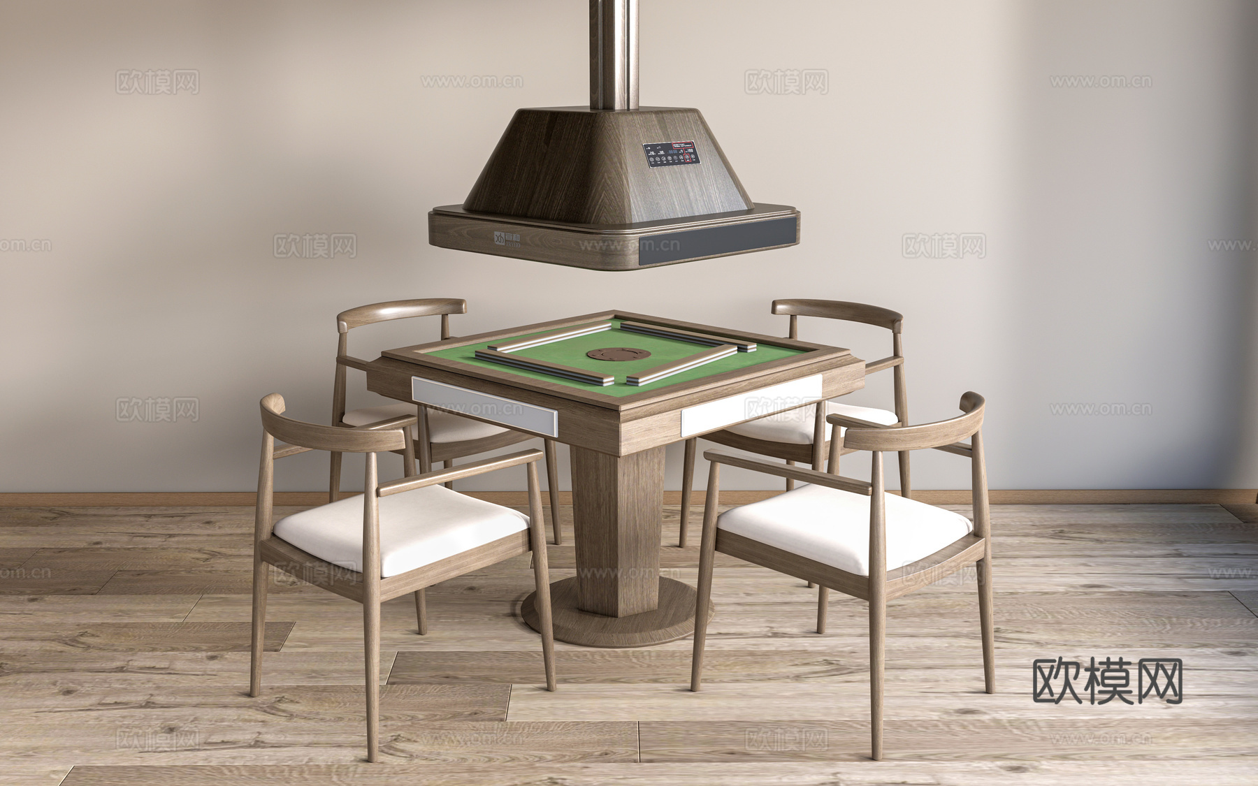 现代麻将桌 棋牌桌 娱乐桌椅su模型下载（渲染图1）