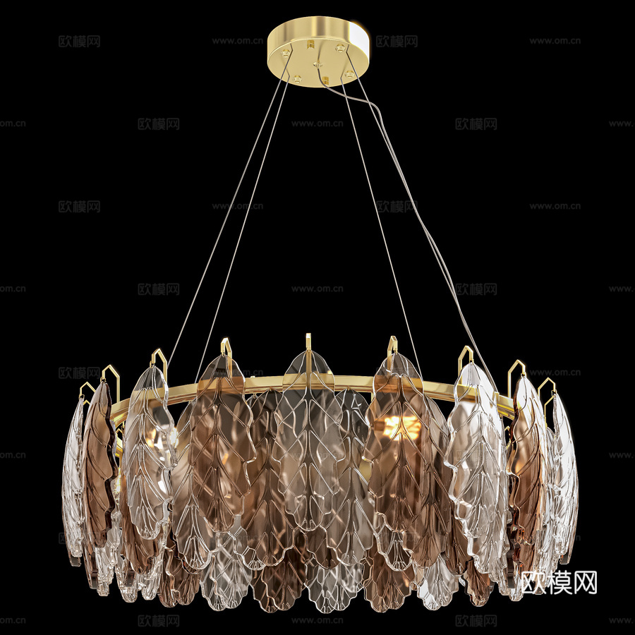 OM水晶豪华枝形吊灯TREVI SP 6黄铜镀铬款3d模型下载