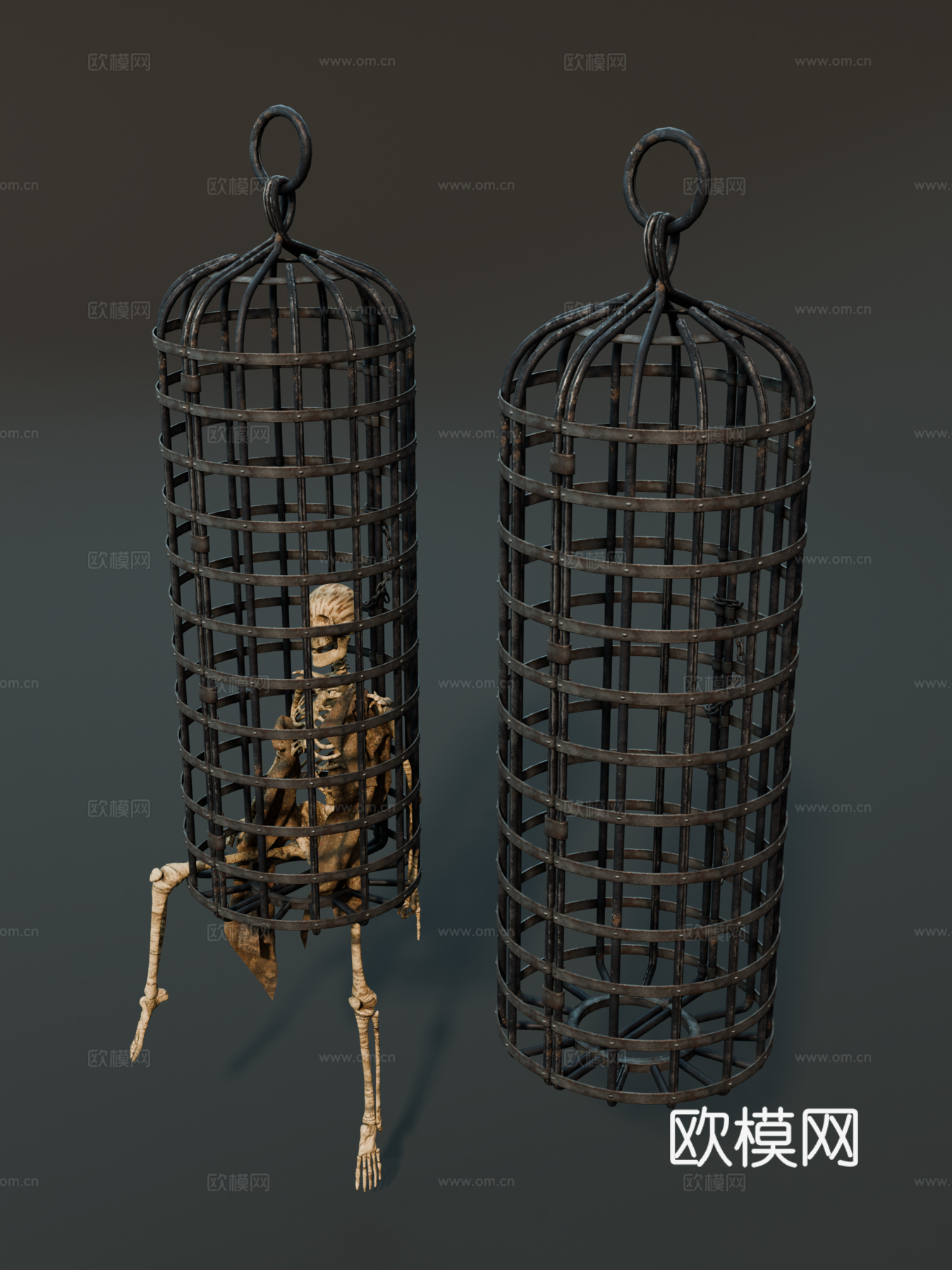 铁笼 中世纪囚笼 悬挂囚笼 铁笼 欧式铁笼su模型