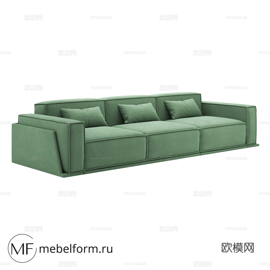 OM沙发都灵三人直线款3d模型下载